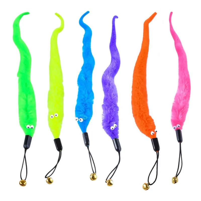 Hw5PCS Pet Catcher игрушка-тизер для кошек Замена червей с колокольчиком для интерактивной кошки и котенка игрушки палочки Новинка
