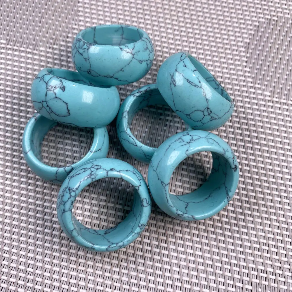Natural stone rings jewelry a diversity of stones two kinds of models Unisex Circle Natural Stone Finger Rings charms 12mm width finger ring