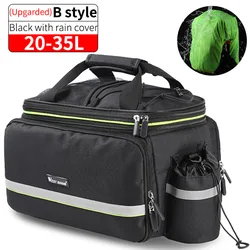 Waterproof Large Capacity Bike Trunk Bag - Travel Luggage Carrier & Saddle Seat Panniers (Upgraded Black)