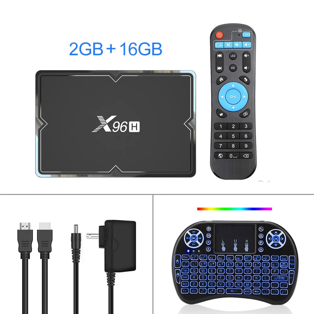 X96H Smart tv Box Android 9,0 4 Гб 64 Гб 32 Гб Allwinner H603 wifi BT 1080P 4K Google Play Netflix Youtube 2 ГБ 16 ГБ Android tv Box - Цвет: 2G16G i8 backlit