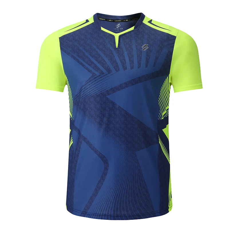 Новые мужские рубашки для бадминтона, спортивные мужские футболки для тенниса, футболки для настольного тенниса, быстросохнущие футболки для фитнеса, спортивных тренировок - Цвет: 3899A blue