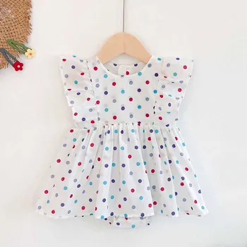 

Baby Girls Clothes Flying Sleeve Color Dots Jumpsuit Clothes Princess Jumpsuit Dress Fashion Newborn Kids Summer Outfits
