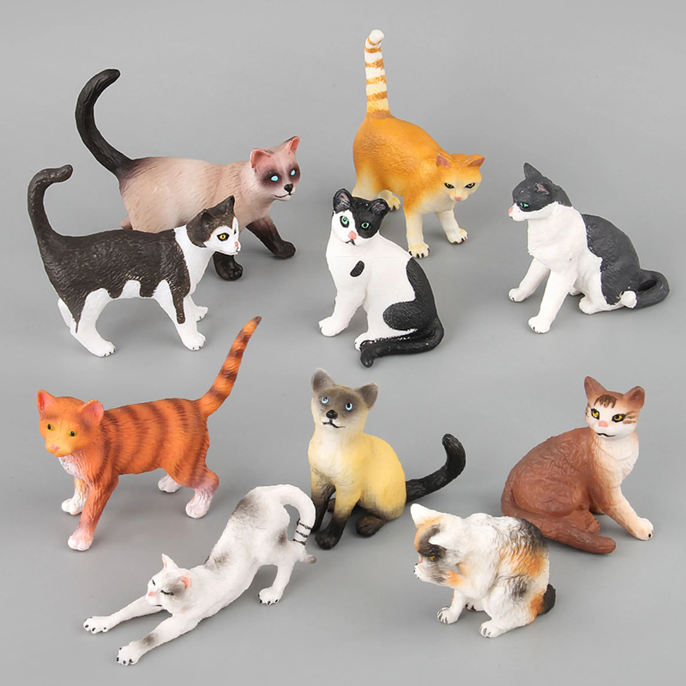 1set10pcs красочные мини милые фигурки кошек экологически чистые пластиковые ролевые игрушки для детей обучения животных красивый декор для Рождества
