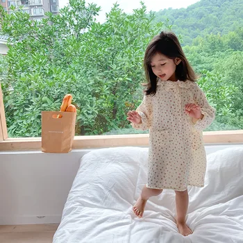 

3959 Children's Home Clothes Autumn 2020 New Girls' Floral Cotton Yarn Pajamas Set Children's Home Wear Nightdress