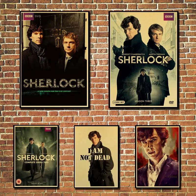 Sherlock Holmes American TV Series Home Furnishing decoration Kraft Movie retro Poster Drawing core Wall stickers