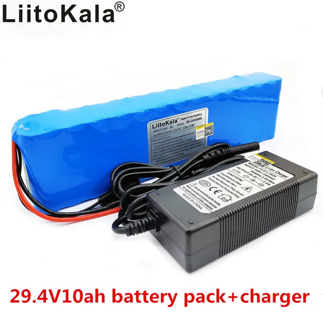 Liitokala DC 24V 10ah 7S4P батареи 15A BMS 250W 29 4 V 10000 mAh батарея для мотора стул набор