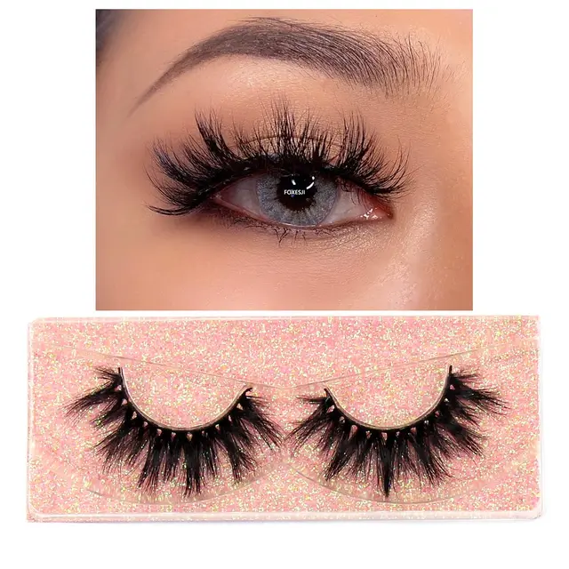 FOXESJI Makeup Eyelashes 3D Mink Lashes Fluffy Soft Wispy Natural Cross Eyelash Extension Reusable Lashes Mink False Eyelashes K01