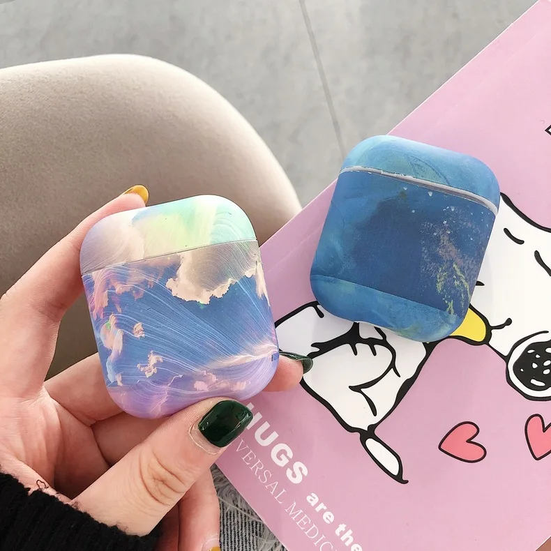 

3D Cute Blue Sky Simple Case For Airpods 1 2 Case Luxury Hard Earphone Protection For Airpods Pro Case Cover Fundas Accessories