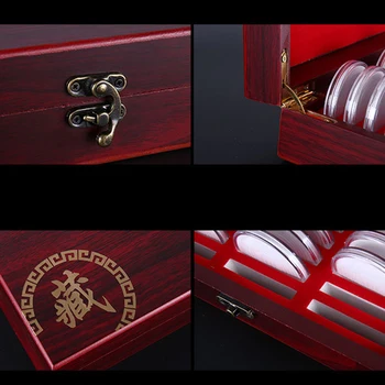 

30xRound Coin Holders Storage Cases + Wooden Container Display Collection Box AU