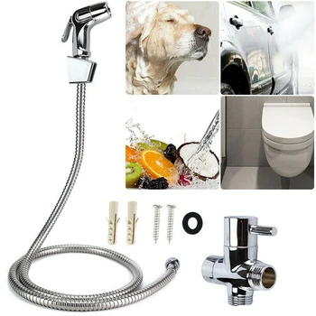 

Stainless Steel Bidet Sprayer Bathroom Toilet Brass T-Adapter & Hose Kit