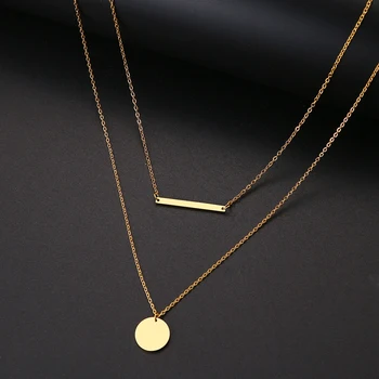 

DOTIFI For Women Necklace Double Pendant Round and Stick Stainless Steel Pendant Creative Jewellery