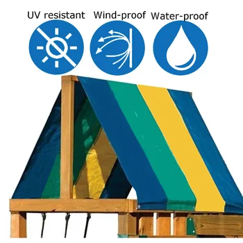 

Waterproof Tent Roof Cover Printed Strips Playground Swing Set Replacement Tarp J99Store