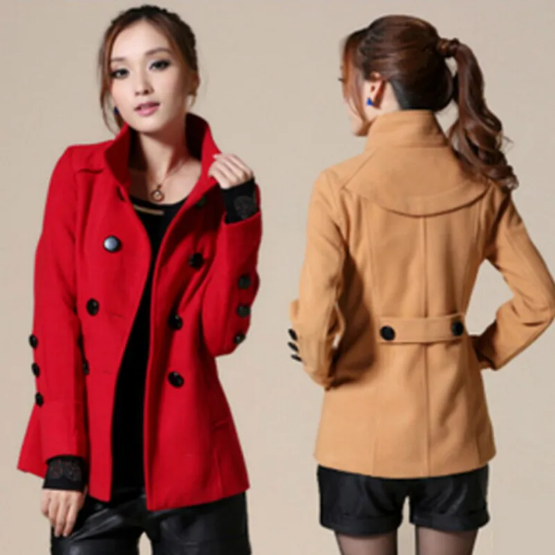 Осенне-зимняя обувь для женщин в Корейском стиле для девочек; самосовершенствования двубортная короткая женская куртка с воротником