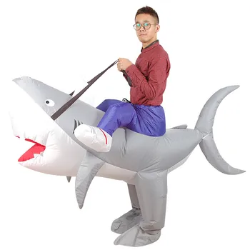 

Adult Halloween Cosplay Riding on Shark Animals Inflatable Costume Women Men Carnival Party Inflated Garment for Funny Show