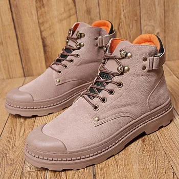 

Plus Size 39-44 EUDILOVE Faux Suede Leather Men Boots Spring Autumn And Winter Man Shoes Ankle Boot Men's Snow Work Shoe %8825
