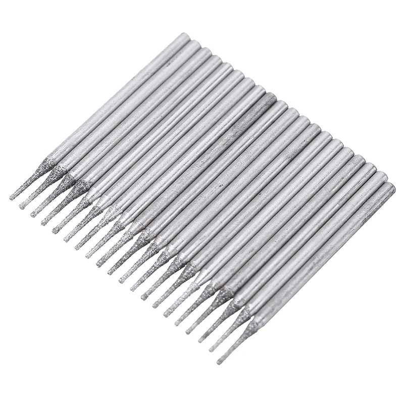 20pcs Diamond Coated Core Drill Solid Bits Hole Saw Cutter Needle Gems Glass Tile 1mm Hand Power Tool Accessories