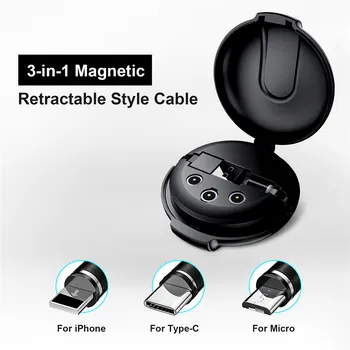 

HOMTOM Multifunction Magnetic Type C data Cord 1m 3 in 1 usb cable for iPhone Android Xiaomi Samsung Micro USB Charging Wire