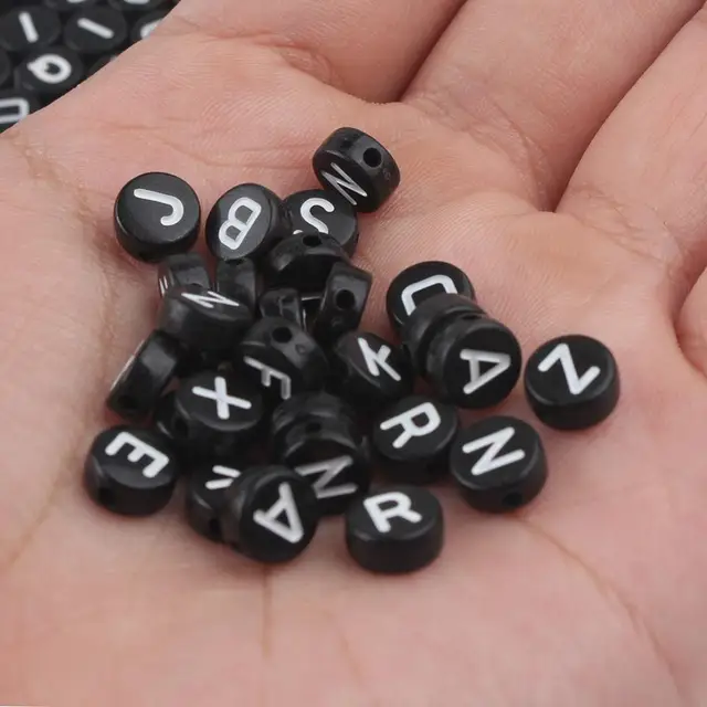 Mixed Letter Acrylic Beads Round Flat Alphabet Digital Cube Loose Spacer Beads For Jewelry Making Handmade Diy Bracelet Necklace 4x7mm Letter