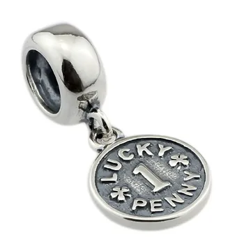 

Authentic 925 Sterling Silver Bead Charm Vintage Lucky Penny Pendant Beads Fit Women Bracelet Bangle Diy Jewelry