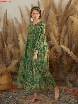 

AIGYPTOS 2020 Original design loose big size literary retro long travel dress holiday big gown catwalk summer dress
