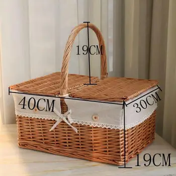 

New Rattan Wicker Picnic Basket Receives Basket, Portable Basket, Shopping Basket, Outdoor Basket With Cover And Gift