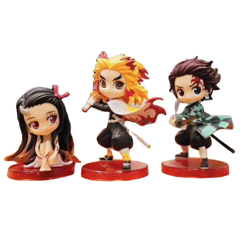 3 шт./компл. аниме Kimetsu No Yaiba фигурка Kamado Nezuko Tanjirou Rengoku Kyoujurou фигурку демон Убийца ПВХ