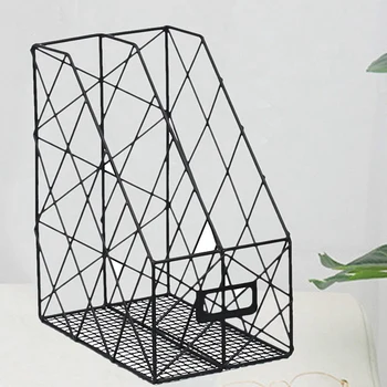 

Simple Metal File Storage Rack Office Supplies Display Rack Desktop Grid Book Magazine Storage Box Shelf Block Anti Skid Frame