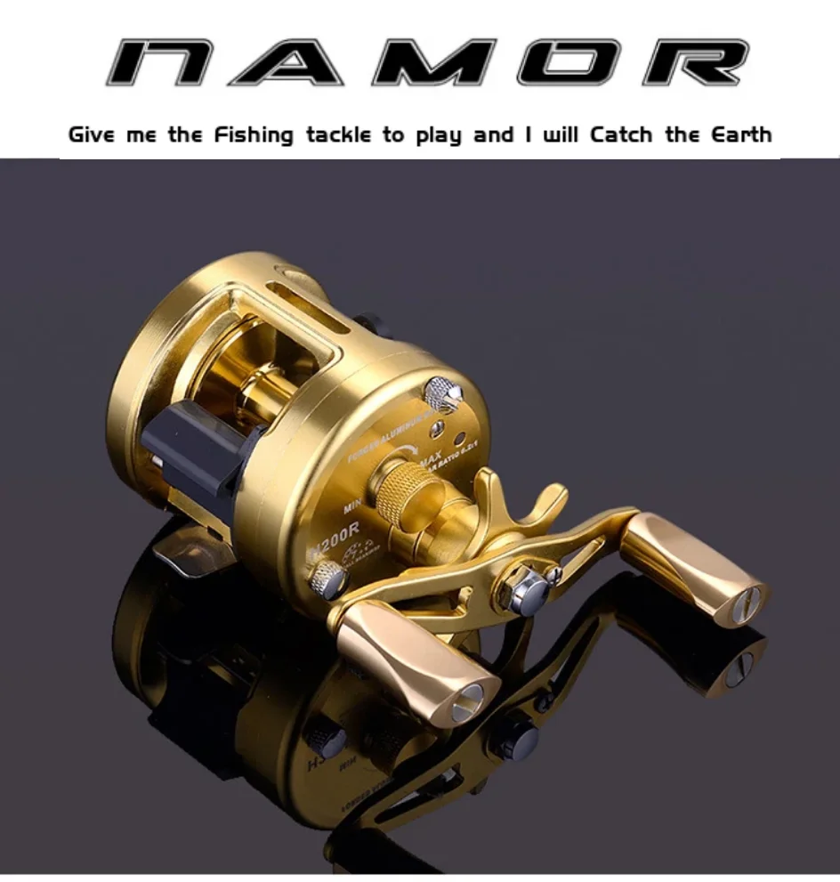 

NAMOR Golden Warrior7+1 Baitcasting Reel Right/Left Hand Pesca Round Baitcasting Reel Coil Saltwater 6.21 Trolling Carp Reel