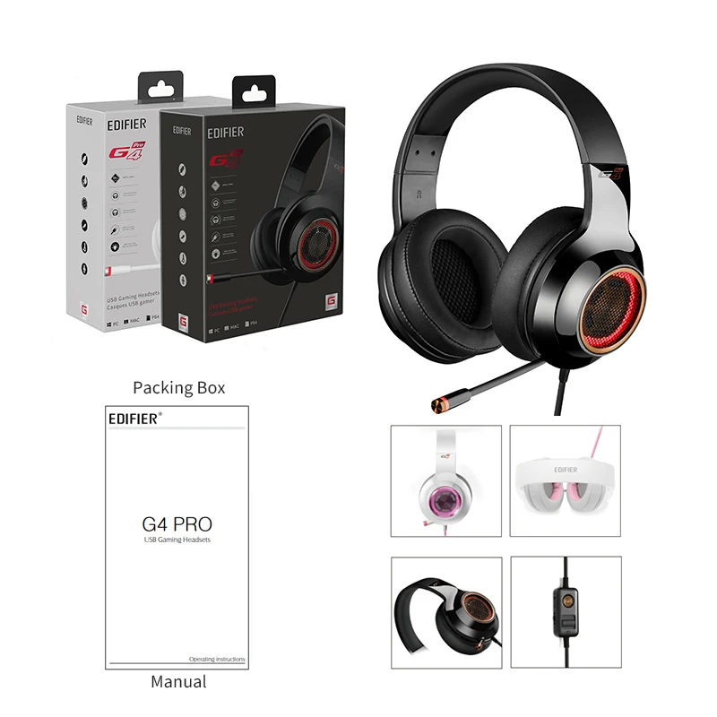 EDIFIER G4 Pro USB Проводная игровая гарнитура глубокий бас Игровые наушники Профессиональный Компьютер геймер наушники с HD микрофоном