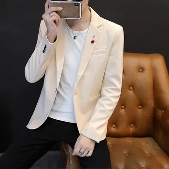 

2019 men's cultivate one's morality pure color small suit youth fashion handsome single western clothing