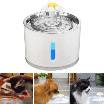 

2.4L Pet Water Fountain Cat Automatic Feeder Drink Filter Fountain LED Pet Dog Bowl Drinking Water Dispenser with UK Plug