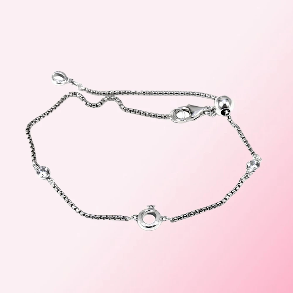 925 пробы, Серебряный Классический блестящий браслет с круглой короной, женские очаровательные ювелирные изделия