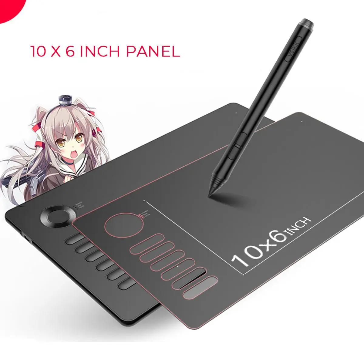 

LEORY Graphic Tablet 8192 Level Digital Drawing Tablet Electronic Art Drawing Board 10 inch Active Areawith Battery-Free pen