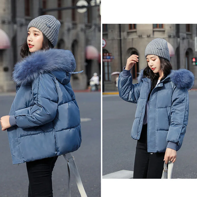 WXWT Winter Coats parkas winter new women's fashion large fur collar hooded thick cotton down jacket Russian winter coat