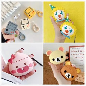 

For AirPods Case Silicone Cute 3D Game Earphone Case For Airpods 2 Headphone Case for Apple Air pods Cover Earpods Ring Strap
