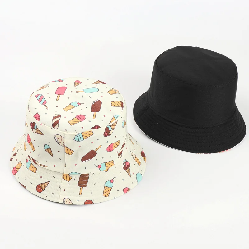 LDSLYJR Cotton Ice Cream Cake Print Bucket Hat Fisherman Hat Outdoor Travel Hat Sun Cap Hats for Men and Women 296 3