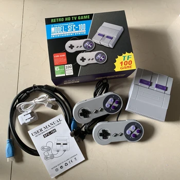 

16 Bit HDMI SNES Retro Video Game Console Built-in 100 Games Support TF Card Download Games Handheld Game Player