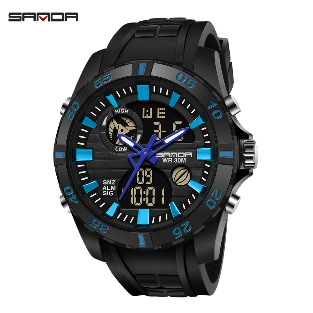 SANDA Men's Sports Chronograph Automatic Calendar 30M Waterproof Multifunction Digital Watches Mens Luminous Wristwatches 791 