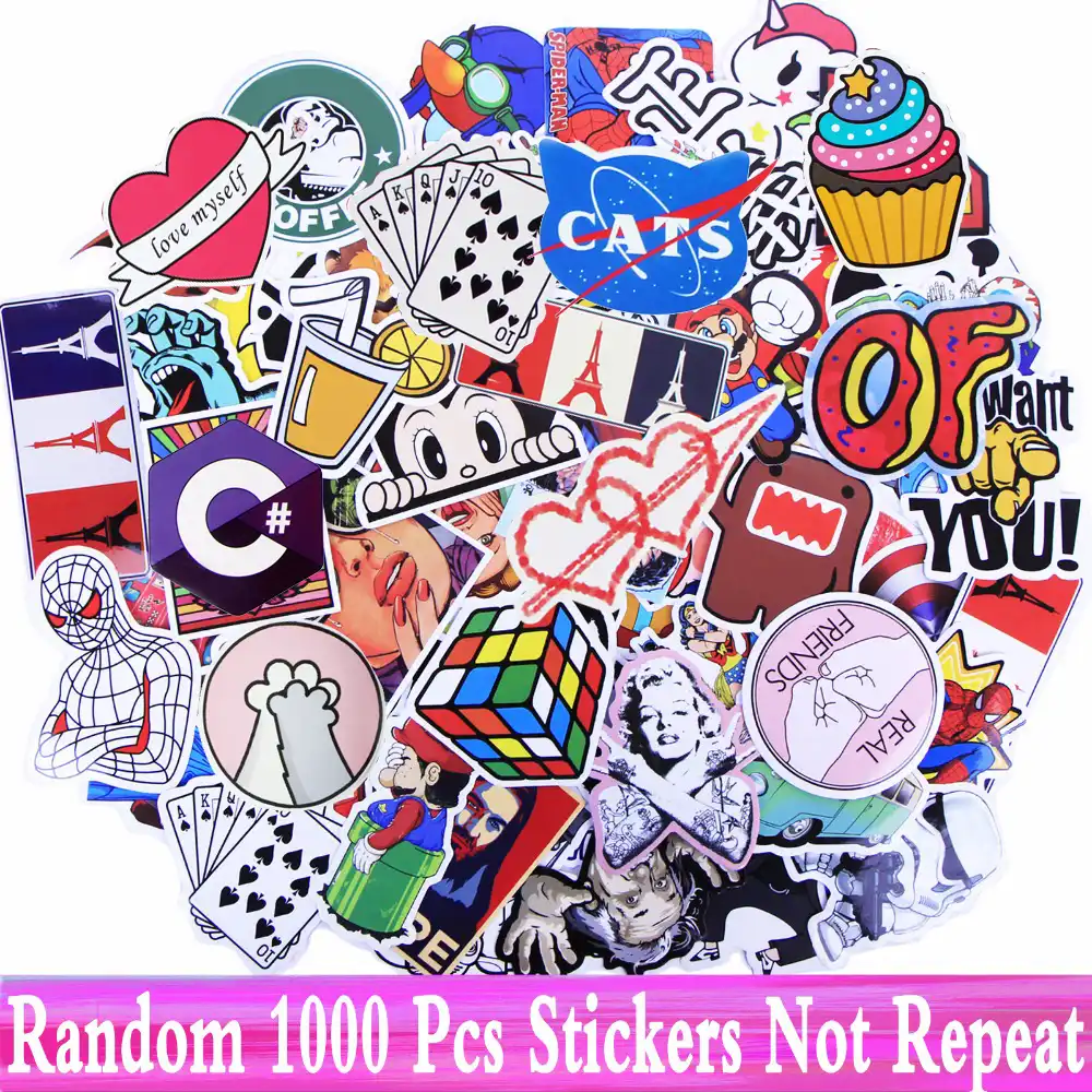 Acak 1000 Pcs Jdm Stiker Lucu Kartun Diy Keren Sticker Untuk Mobil