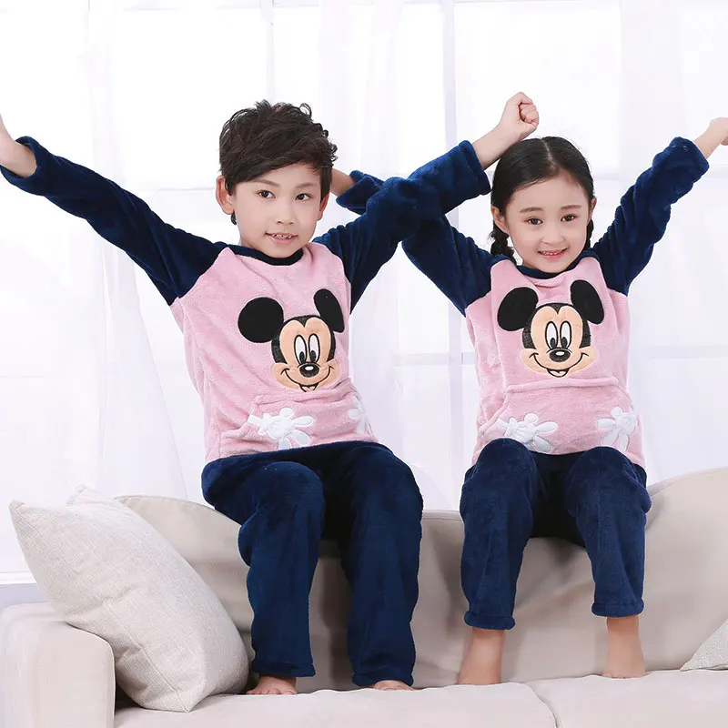 Пижамный комплект с рисунком для мальчиков и девочек; плюшевая теплая одежда для сна для маленьких девочек; штаны для малышей; детская ночная рубашка; домашняя одежда; TYT01 - Цвет: color at picture