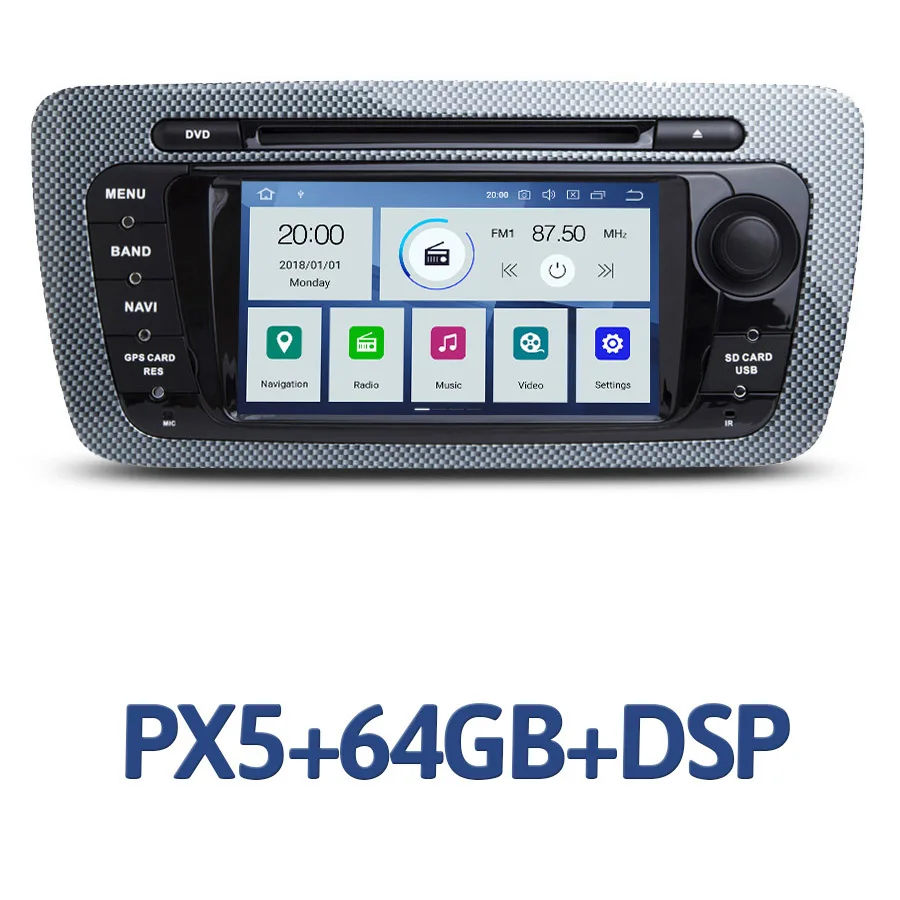 PX5 64G with DSP PX6 2din Android 9,0 6 ядерный 4 Гб ОЗУ 64 Гб ПЗУ автомобильный навигатор dvd-плеер gps RDS Авторадио Bluetooth для VW Seat Ibiza 2009 - Цвет: PX5 64G with DSP