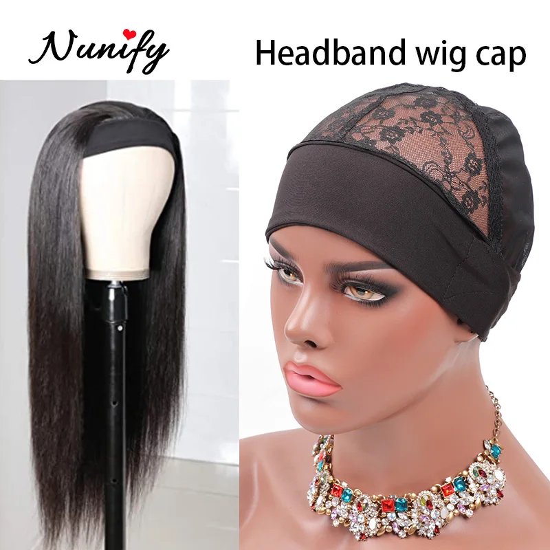 Nunify Collection Lace Wig Cap For Making Headband Wigs Gripcap 5Pcs/Lot Grip Band Plus Mesh Dome Black Hair Nets | Шиньоны и парики