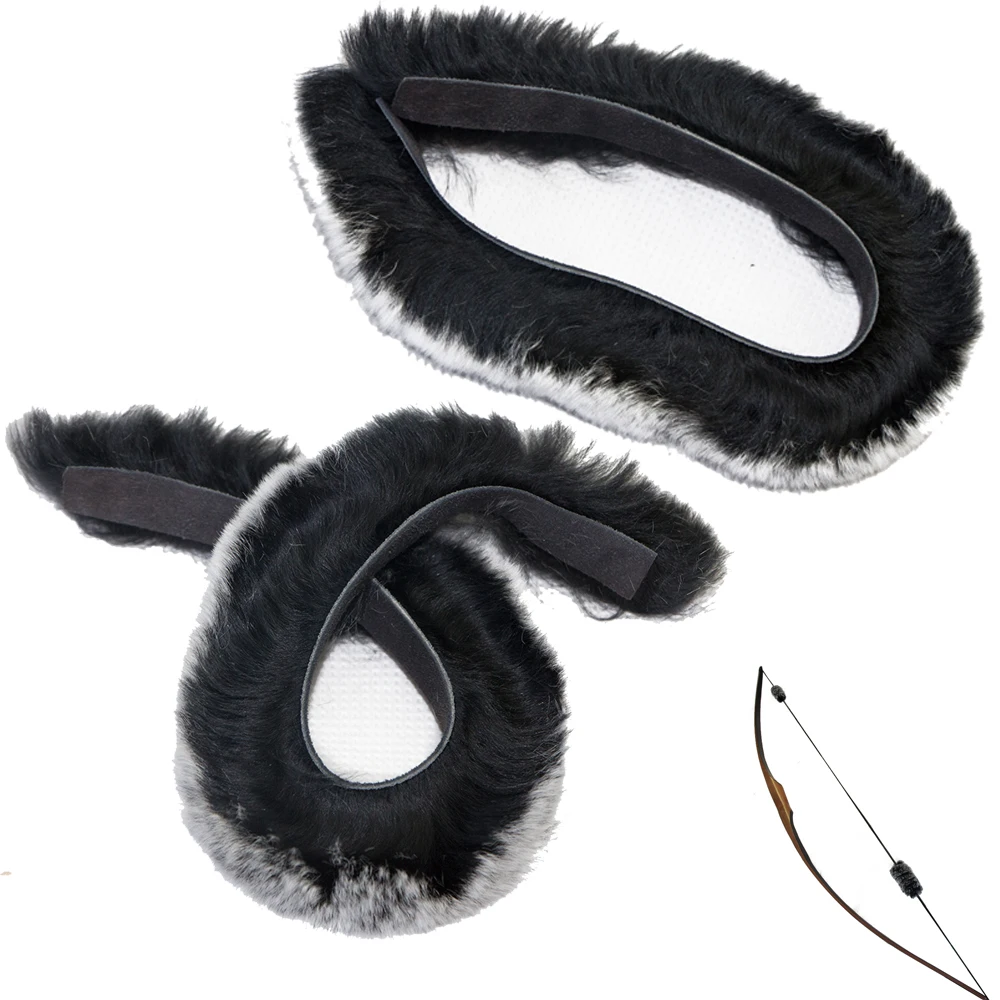 Silenciadores de arco de piel de conejo negro, estabilizador de tiro con arco, tirachinas de caza al aire libre, accesorios para lazos tradicional recurvo, 10 pares