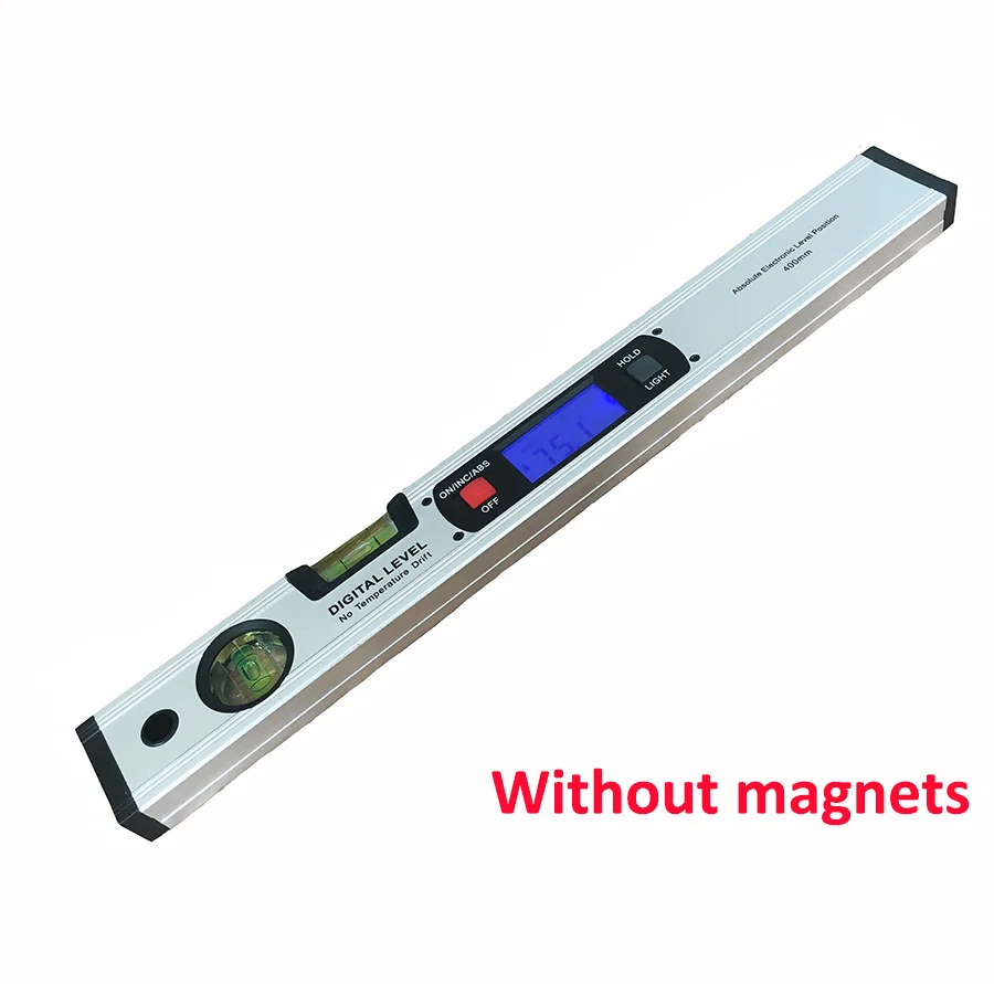 Цифровой угломер Инклинометр электронный уровень 360 градусов с/без магнитов угол наклона тестовая линейка 400 мм - Цвет: without magnets