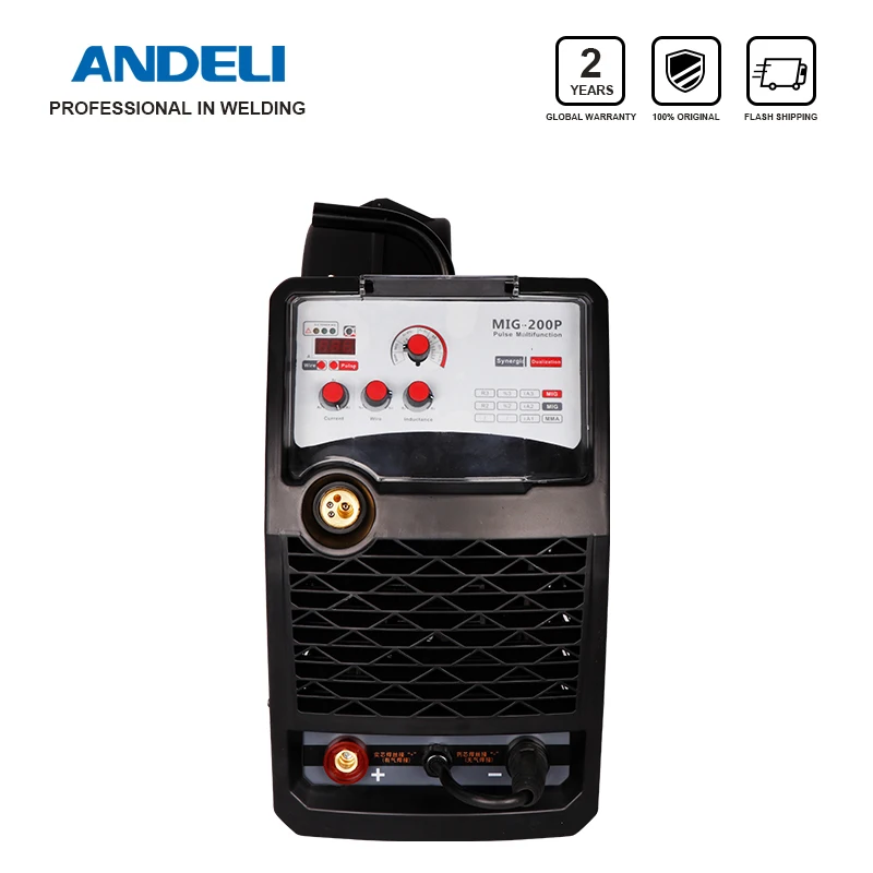 

ANDELI Smart Single Phase Portable Synergy MIG Lasser Pulse MIG-200P Aluminium Lassen Machine Double System soldering welder