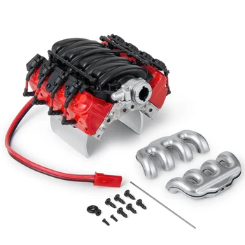 

AXSPEED Red Black Metal Simulation V8 TRX-4 Engine Cover Anti-Skid Plate For D90 D110 TRX-4 1/10 RC Crawler