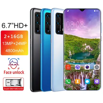 

P41pro 6.7 Inch Water Drop Screen 2 + 16 Gb Mobiele Telefoon Slimme Telefoon Gezichtsherkenning Technologie Telefoon