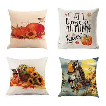 

45cm Halloween Cushion Pumpkin Cotton Linen Throw Pillow Case Cushion Halloween Thanksgiving Home Sofa Decor Halloween Cushion