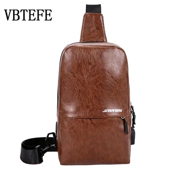 

VBTEFE 2020 New Leather Multifunction Mens Shoulder Bag USB Rechargeable Male Crossbody Bags Outdoor Waterproof Waist Chest Bag