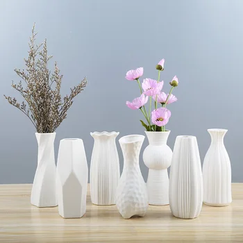 

Large White Ceramic Flower Vase Home Living Room Decoration Imitation Dried Flowers Pot Nordic Simple Style Design Flower Holder